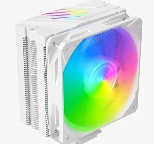 upHere Bianco Dissipatore CPU con 5 Tubi di Calore Ventola LED RGB indirizzabile PWM da 12...