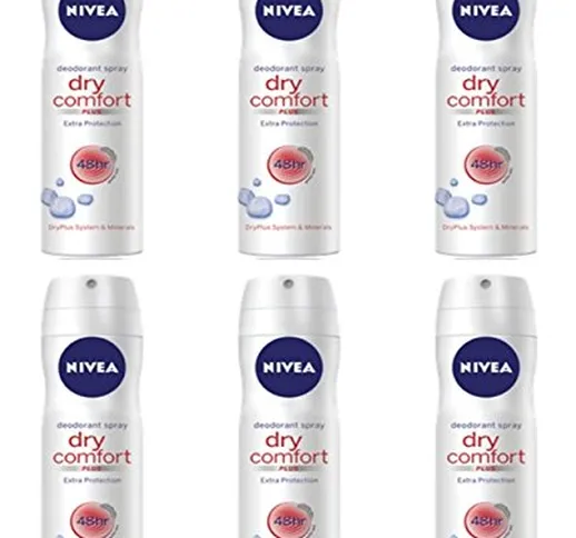 6 x NIVEA deodorante Corpo Spray DRY COMFORT PLUS offerta in stock