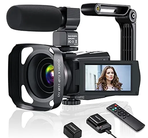 Videocamera 4K WiFi, Camcorder UHD 48MP 60FPS per Registrare Video Streaming, IR Visione N...