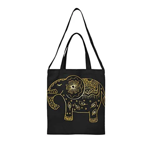 Shopping Tote Bag Elefante decorativo Ornamenti a tema personalizzati Borsa di tela person...