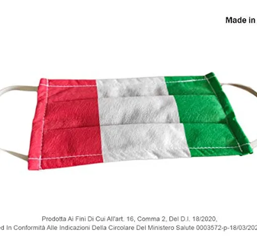 LEDLUX AAA12ITALY 12 Pezzi Mascherina Tessuto TNT Colore Bandiera Italiana Made in Italy