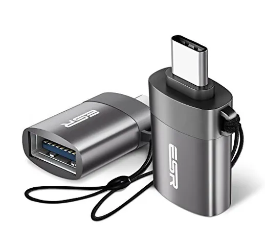 ESR Adattatore USB C a USB A 3.0 [2 Packs][Ricarica Rapida], USB Convertitore da Type C (M...