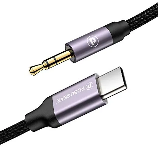 POSUGEAR Cavo Audio USB C a 3.5mm Jack,1M Adattatore Jack USB C Audio Aux a 3.5mm Compatib...