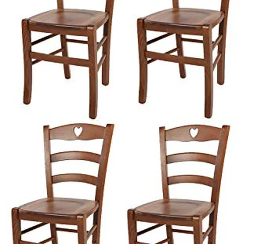 Tommychairs - Set 4 sedie modello Cuore per cucina bar e sala da pranzo, robusta struttura...
