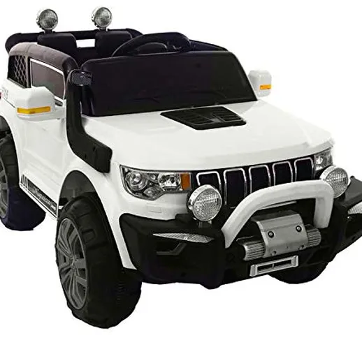 giordano shop Macchina Elettrica per Bambini 2 Posti 12V Jepsen Fuoristrada 4x4 Bianco