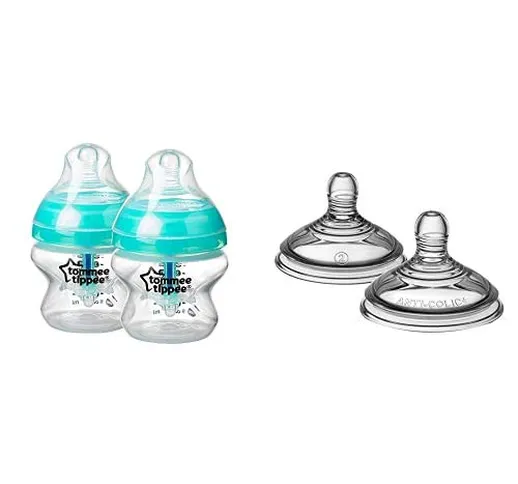 Tommee Tippee Biberon Anti-Colica Avanzato, 150 ml, 2 pezzi + Tettarelle Anti-Colica Avanz...