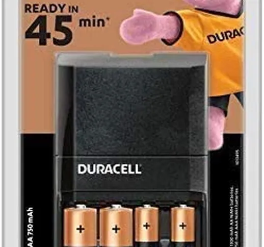 Duracell - Caricabatterie da 45 Minuti, con incluse batterie ricaricabili, 2 AA + 2 AAA