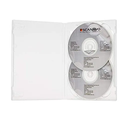 1 custodia per DVD Scanavo a 2 dischi, 14 mm, colore bianco.