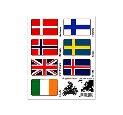 4R Quattroerre.it Quattroerre 8212 Stickers Adesivi Bandiere, Flag Ride Tour Europa 3 per...