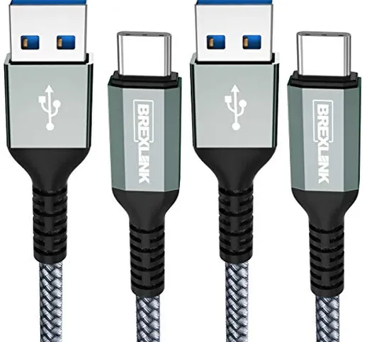 BrexLink Cavo USB 3.0 Tipo C,USB C a USB A Caricabatterie (2 Pezzi 2.0 M) Caricabatterie r...