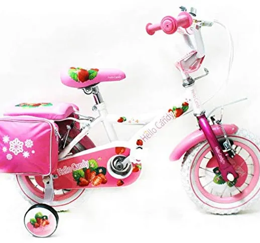 Reset Bicicletta per Bambina 12" 2 Freni New Hello Candy Bianca e Rosa