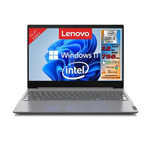 Lenovo, Pc portatile notebook, Display Full HD da 15,6", cpu Intel i3 10Th, ram 12Gb, sshd...