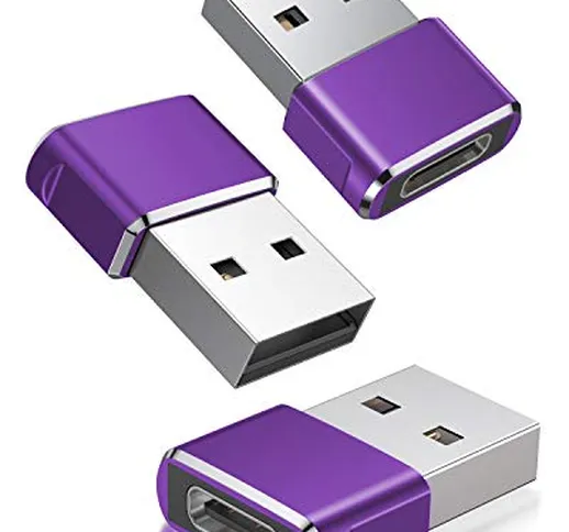 Adattatore USB C Femmina a USB Maschio 3 Pezzi, Adattatore Cavo Caricatore Tipo C a USB A...
