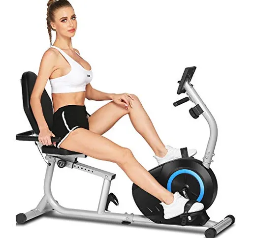 ANCHEER Bici da Fitness Resistenza Magnetica 8 Livelli, Cyclette Orizzontale Magnetico Dis...