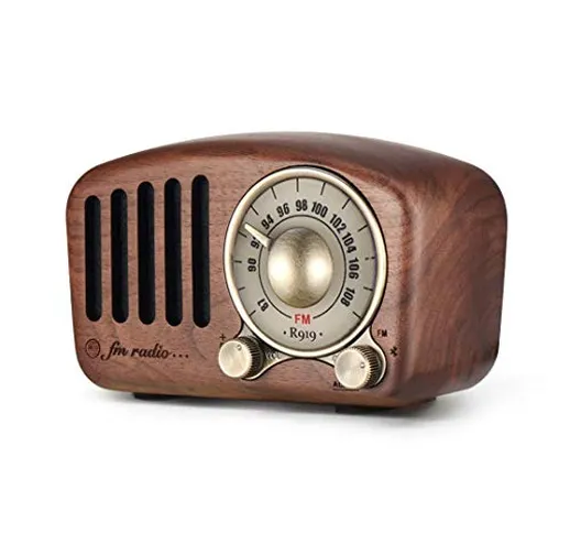 Radio portatile vintage, Altoparlante Bluetooth retro, Radio FM in legno di noce con Mini...