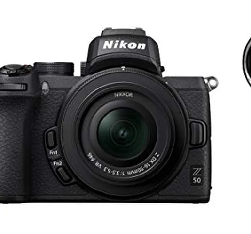 Nikon Z50 + Z Dx 16-50 Vr + Ftz Fotocamera Mirrorless, Cmos Dx da 20.9 Mp, Sistema Hybrid-...