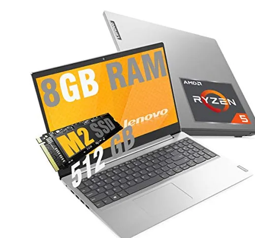 Notebook Lenovo Ideapad 3 Silver Portatile Display Full HD 15.6" Cpu Ryzen 5 Quad Core R5-...