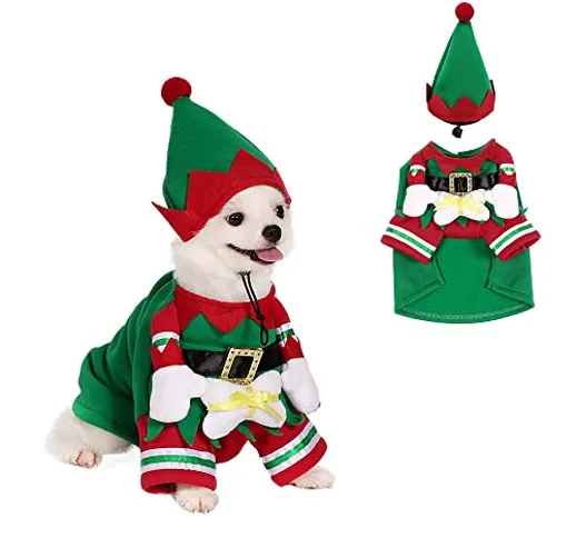Filhome Elfi Cane Pet Costume Gatto Natale Halloween Pasqua Cucciolo Gattino Caldo Tuta Ab...