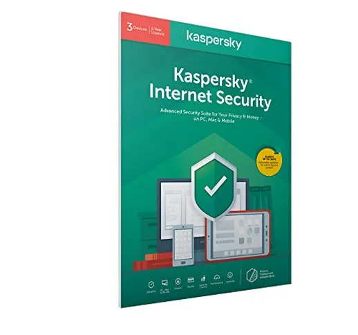 Kaspersky Internet Security 2018 | 3 Dispositivi | 1 Anno | PC/Mac/Android | Imballaggio a...