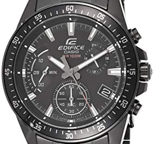 Casio EDIFICE Orologio, Robusta Cassa, 10 BAR, Nero, Uomo con Cinturino in Acciaio Inox EF...