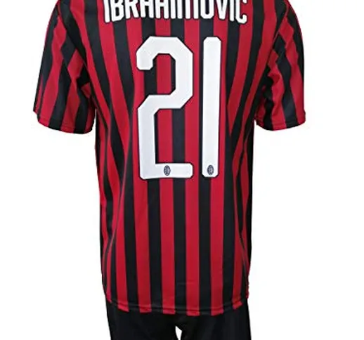 L.C. SPORT Completo Milan Zlatan Ibrahimovic 21 Replica Autorizzata 2019-2020 Bambino (Tag...