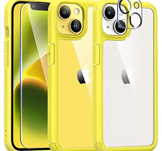 TAURI 5 in 1 Kit per Cover iPhone 14 con 2 Pellicole Vetro Temperato + 2 Pellicole Fotocam...