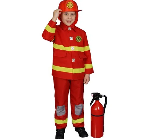 Dress Up America- Costume da Vigile del Fuoco Bambini, Multicolore, taglia 3-4 anni (vita:...