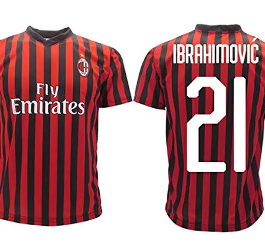 Maglia Ibrahimovic Milan Ufficiale 2019 2020 AC Adulto Bambino Zlatan Ibra Home 21 (S Adul...