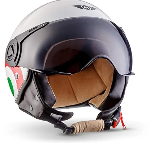 MOTO Helmets® H44 „Italy“ · Casco · Jet omologato Moto Demi-Jet Vintage Scooter Motorino M...