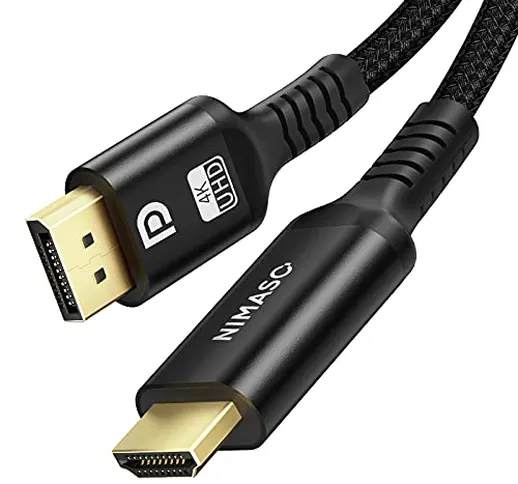 NIMASO Cavo Displayport a HDMI (3M),4K@30Hz Displayport (DP) unidirezionale a HDMI intrecc...