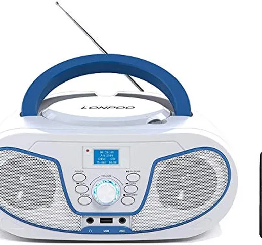 DAB Radio Lettore CD Portatile Boombox, Lettore CD Bambini con USB, Bluetooth, Stereo Radi...