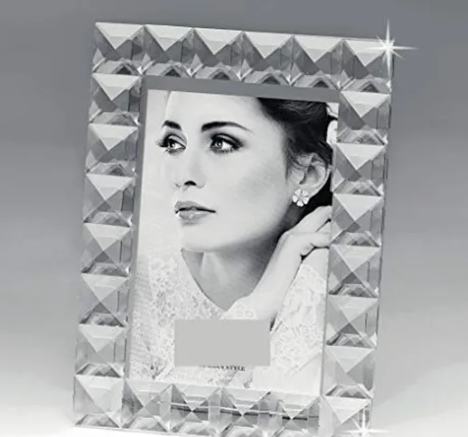 MAZZOLA LUCE Cornice portafoto da Tavolo in Vetro Cristallo Trasparente Elegante Foto 13x1...