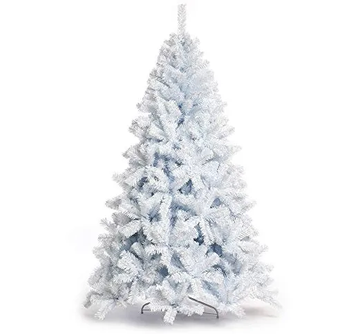 Nataland Albero di Natale Artificiale Bianco Modello Artide Altezza 210 Cm, Abete Super Fo...