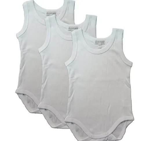 3 Body neonata/o Spalla Larga 100% Cotone Art. 05832B/T457 Bianco (12 Mesi)