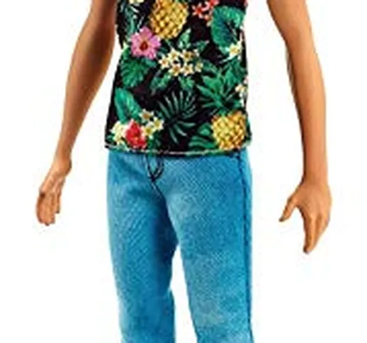 Barbie- Ken Fashionistas-Look Tropicale Maglietta, Multicolore, FJF73