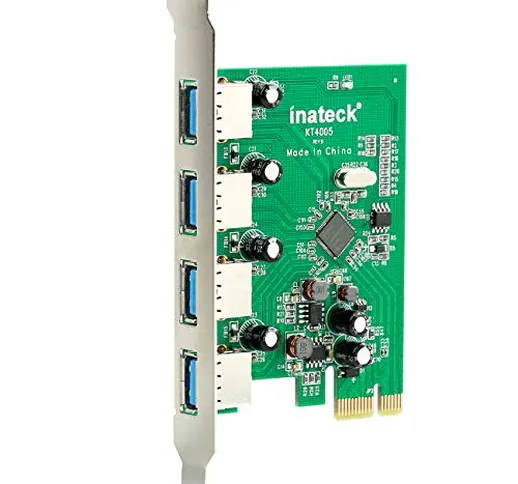 Inateck 4 porte PCI-E a USB 3.0 Scheda di espansione NEC chipset - Interfaccia USB 3.0 4-P...