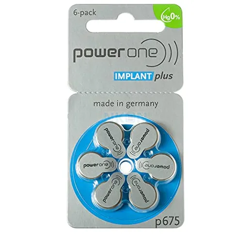 Powerone p675 - Batterie per apparecchi acustici, confezione da 6, colore blu