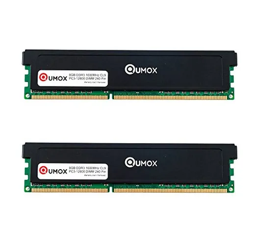QUMOX 16GB(2x 8GB) DDR3 1600 PC3-12800 PC-12800 (240 PIN) XMP CL9 DIMM Memoria Desktop