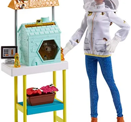 Barbie- Playset Apicoltrice Bambola Afroamericana con Casetta per Le Api e Accessori, Gioc...