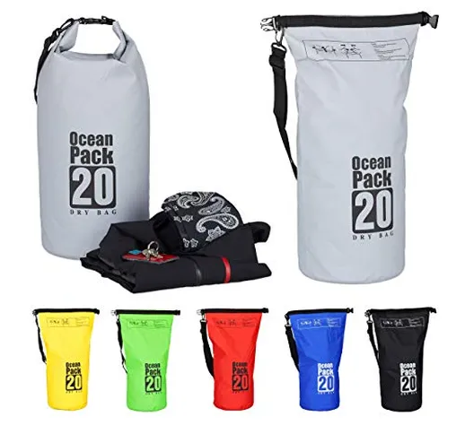 Relaxdays Zaino Impermeabile Ocean Pack 20L Borsa Ultraleggera Sacca Dry Bag da Kajak Raft...