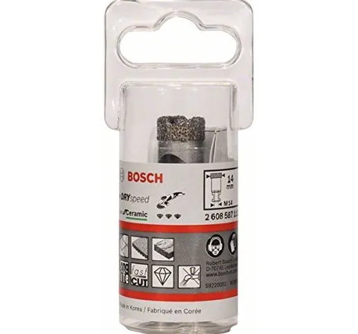 Bosch 2608587113 - Fresa diamantata a secco Dry Speed Best for Ceramic, ø 14 mm, lunghezza...