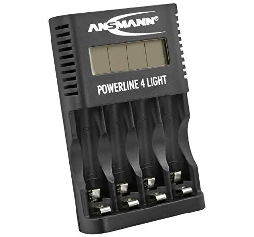 ANSMANN Caricabatterie Powerline 4 Light compatto - Caricatore 1-4 batterie ricaricabili A...