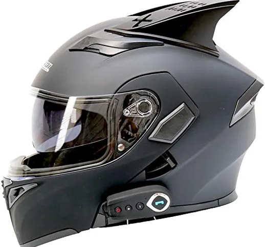 KIKTS Casco Moto Bluetooth, Impermeabile E Pioggia Non Influisce Sull'uso Casco da Moto, C...