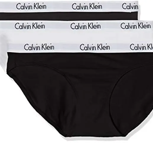 Calvin Klein Bikini 3pk Mutande, Nero (Black/White/Black Wzb), S Donna