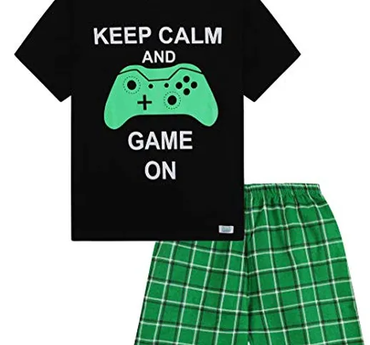 ThePyjamaFactory - pigiama da bambino, composto da maglietta con scritta “Keep Calm and Ga...