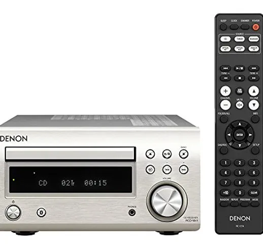 Denon RCD-M41 SIL Lettore Sintonizzatore con CD, Bluetooth e Radio, Grigio