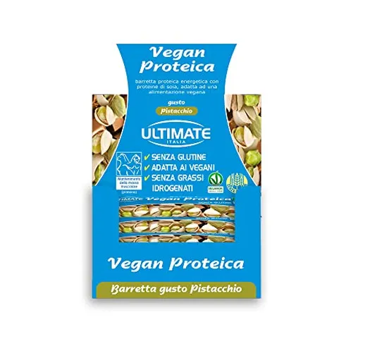 Ultimate Italia - Barretta vegan proteica al 27% - gusto pistacchio - 24x40g - senza gluti...