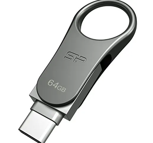 SP/Silicon Power mobile C80 64GB USB 3.0 Flash Drive girevole con doppio connettore Type-C...