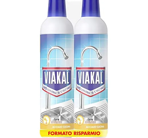 Viakal Anticalcare Detersivo Liquido per Cucina, 2 bottiglie da 700 ml, Adatto per Acciaio...