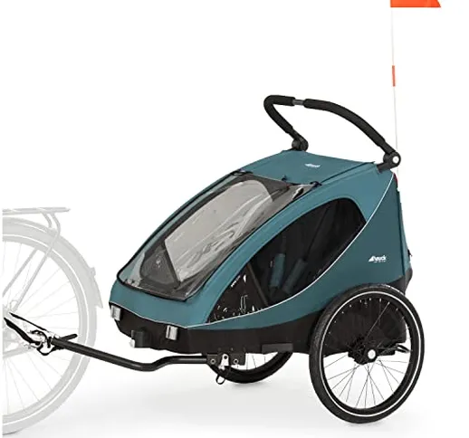 Hauck Rimorchio Bici Bambini 2 Posti Dryk Duo - Rimorchio Bici con Gancio di Traino, Ruota...